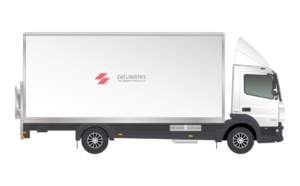 A large white truck with Evo Logistics logo