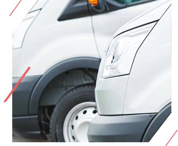 Fleet of white courier vans