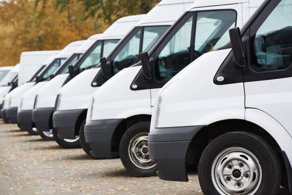 Fleet of same-day courier vans